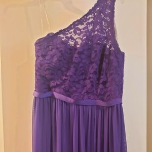 Long One Shoulder Lace Bridesmaid Dress